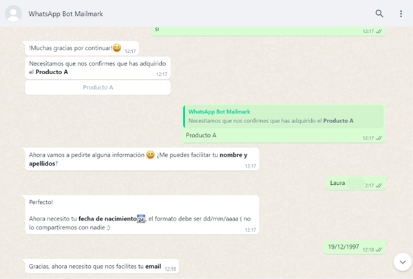 conversacion whatsapp bot