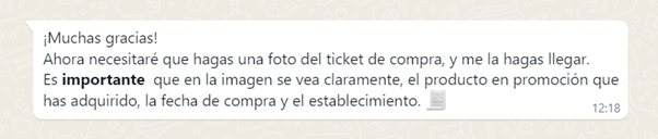 validacion ticket de compra whatsapp